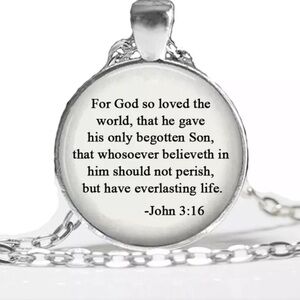 NEW John 3:16 Bible Verse Necklace Pendant
Available in Black